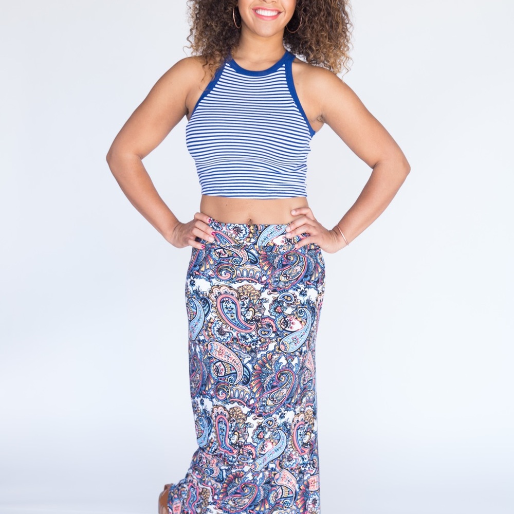 Agnes and Dora NWT Pinky Paisley Promises in Bright Maxi Skirt in Baby S…